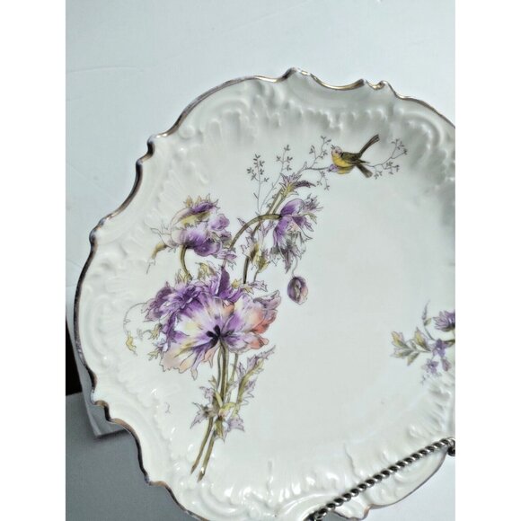 Antique Limoges France Hand Painted Cake/Dessert Serving Plate Knurled Edge 9" - Picture 13 of 14